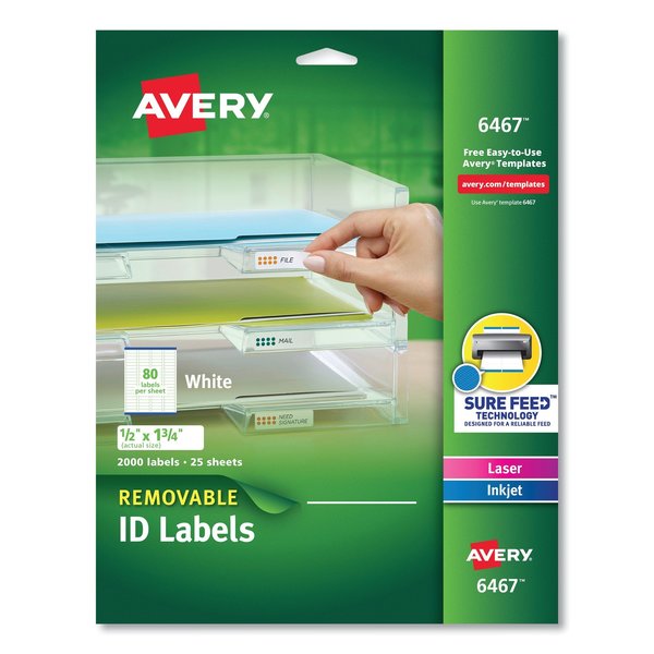 Avery Dennison Laser Labels, White, PK2000 6467